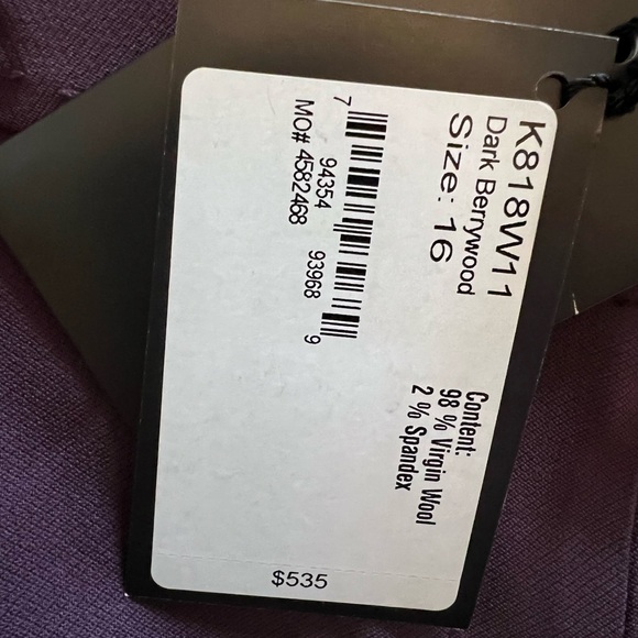 ST. JOHN COLLECTION Berrywood Purple Virgin Wool Dress Cuffed Pants NWT Size 16 - Picture 12 of 12